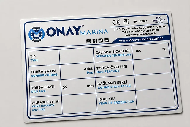 Eloksal baskılı alüminyum makine etiketi